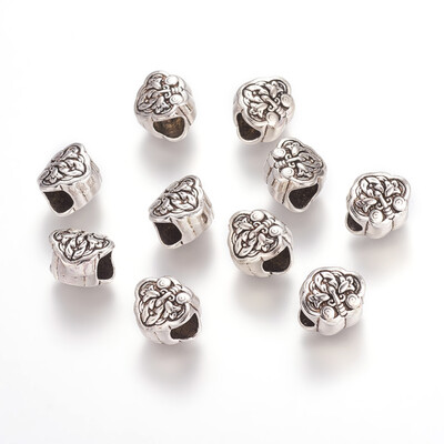 

Metal Alloy Beads Lead Free & Nickel Free Antique Silver Color Size about 10mm wide 9mm long 75mm thick hole 5mm