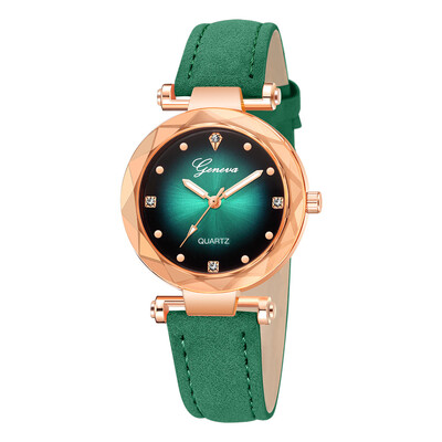 

RM New Fashion Geneva Women Leather Band Stainless Steel Quartz Analog Wrist Watch