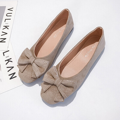 

Shoe ladies spring Korean flat-bottomed shallow mouth Joker lazy shoes bow bean shoes ladies
