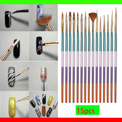 

〖Follure〗15PCsSet Nail Art Pen Brush Painting Hook Line pen Drawing Liner Manicure Tools