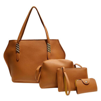 

4pcsset Solid Color Tote Women Leather Shoulder Crossbody Card Bags Clutch
