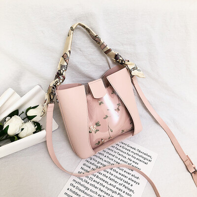 

Summer new transparent lace bag female 2019 new Korean version of the wild single shoulder slung fashion portable mother bag