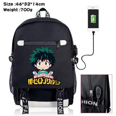 

yuangong Exquisite Life Essentials My Hero Academia Printed Backpacks Student School Bag Laptop Backpack with USB Charging