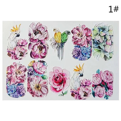 

〖Follure〗1Pcs 6D Engraved F Acrylic Nail sticker Nail Stickers Embossed Flower Water