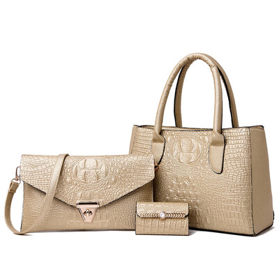 

Tailored Womens Fashion Simple Style Three-Piece Solid Color Leather Handbag