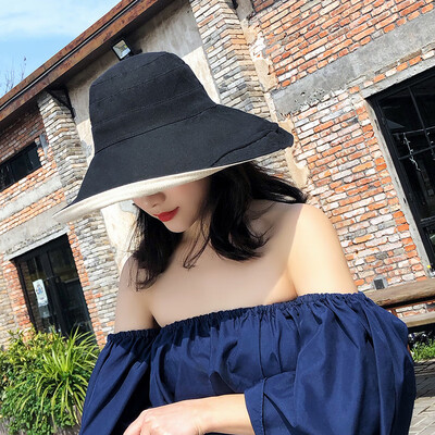

New spring&autumn hat women fold cloth hat sunscreen sun hat curled along the sun hat