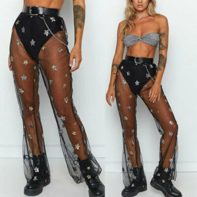 

2019 USA Womens Fishnet Beach Mesh Bikini Cover Up Swimwear Long Pant Trousers