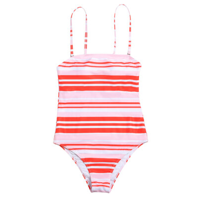 

Women Stripe Print Jumpsuit Backless Lady Swimwear Strap Swimsuit