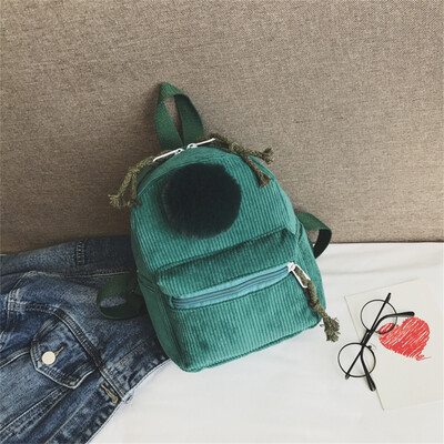 

Tailored Large Capacity Solid Color Corduroy Casual Backpack School Bag