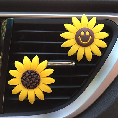 

Tailored 2Pcs Car Sunflower Interior Air Vent Decorations Fragrance Air Freshener Holder