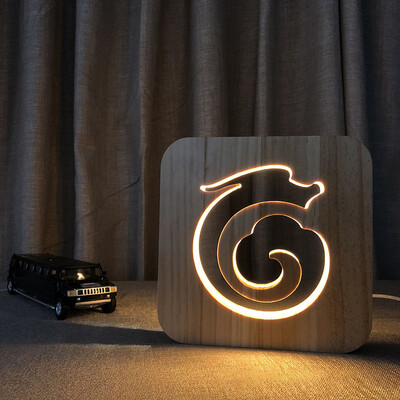 

Gobestart Wooden LED Night Light Animale Dog Paw Cat Lion Pet Shaped 3D USB Desk Lamp