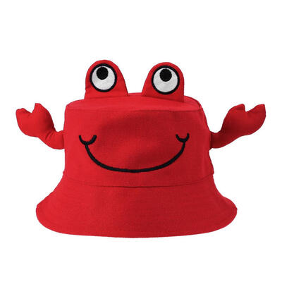 

3D Cartoon Crab Spring Solid Color Bucket Caps Girls Boys Fisherman Sun Hat