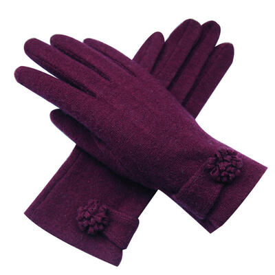 

Autumn Winter Fashion Ladies Solid Color Flower Faux Cashmere Soft Warm Gloves