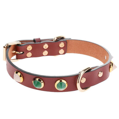 

PU Leather Dog Collar Rhinestone Adjustable Leash for Medium Large Pets