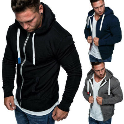 

Men Winter Casual Hoodie Warm Pullover Fleece Sweatshirts Hooded Coat Plain Tops