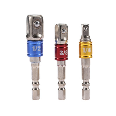 

3 Piece Hex Shank Square Nut Power Drill Bit Extension Socket Adapter