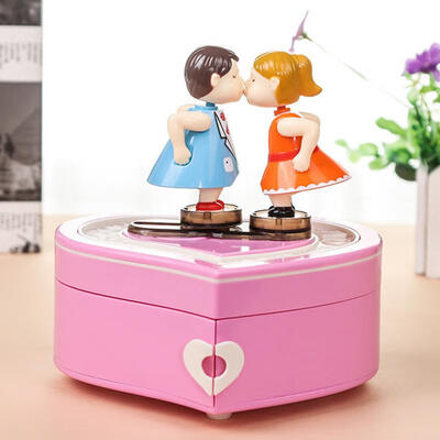 

Greensen Heart Shape Lovers Kissing Music Box Jewelry Box Storage Case