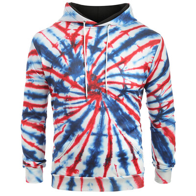 

Contrast Color Swirl Tie Dye Print Hoodie