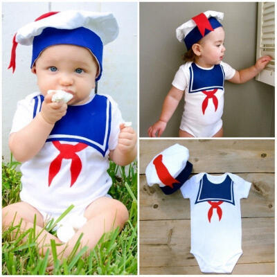 

2pcs Baby Boys Girls Romper Bodysuit Sunsuit One-piece Sailor Suit Cotton Outfit