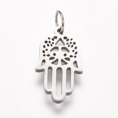 

316 Stainless Steel Pendants Hamsa HandHand of FatimaHand of Miriam Platinum 17x10x15mm Hole 35mm