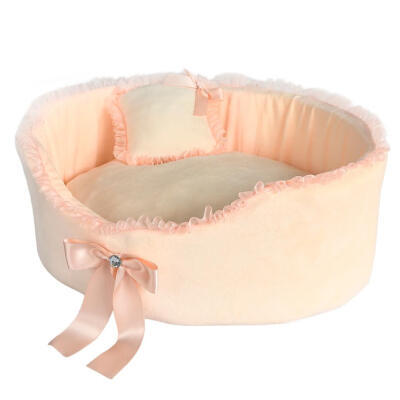 

Lace Oval-Shaped Warm Winter Flannel Pet Dog Basket Bed Cat Puppy Bed House