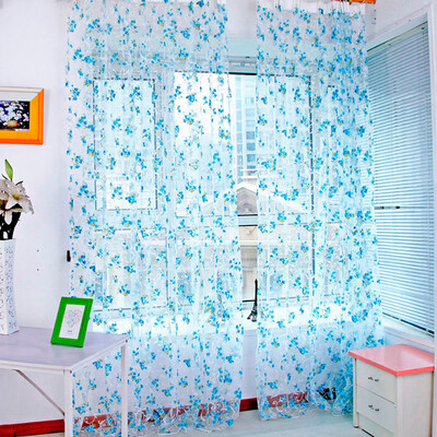 

Gobestart Flower Sheer Curtain Tulle Window Treatment Voile Drape Valance 1 Panel Fabric