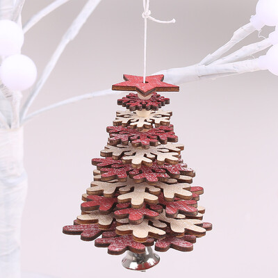 

〖Follure〗Christmas Tree Wooden Hanging Pendant Store Door Ornament Xmas Home Decor