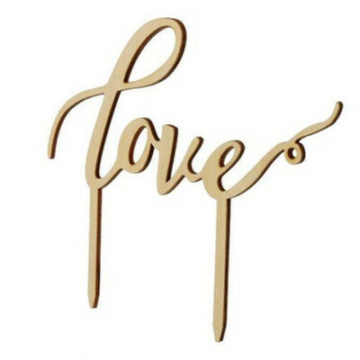 

US Stock Wooden Mr&Mrs Bride Groom Wedding Love Cake Topper Insert Party Decor