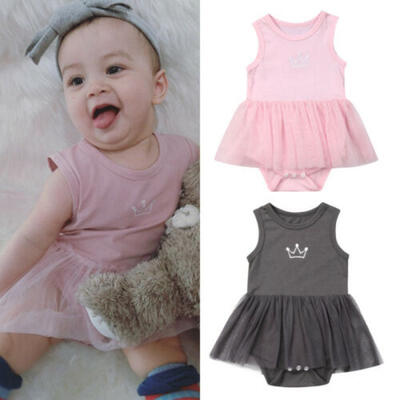 

UK Newborn Toddler Baby Girl Tulle Romper Dress Bodysuit Jumpsuit Outfit Clothes