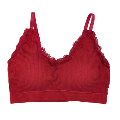 

Seamless Beauty Back Thread Wrapped Chest Lace Stitching Solid Color V-Neck Tube Top