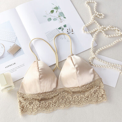 

Summer New Beauty Back Lace Tube Top Camisole Solid Color Thin Shoulder Strap Padded Bra