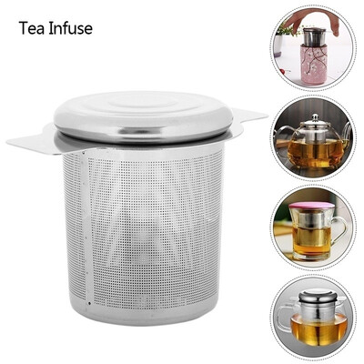 

Stainless Steel Tea Infuser Strainer Filter Steeper with Lid for Teapot Kettle Loose Leaf Grain Tea Cups Mugs Pots