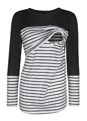 

Convenient Maternity Striped Lactation T-shirt