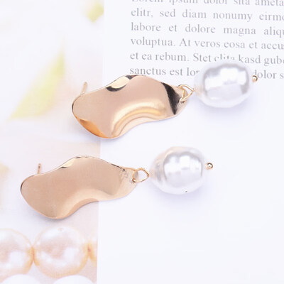 

EK314 New Design Metal Gold Color Circle Cross Heart Geometric Irregular Natural Imitation Pearl Drop Earrings for Women Jewelry