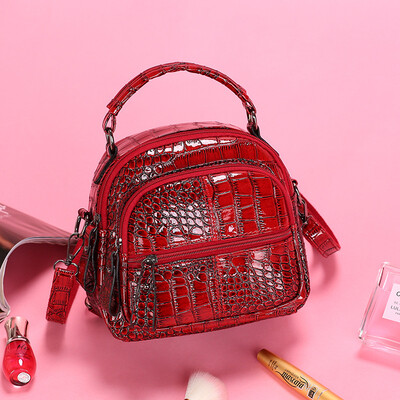 

Small backpack female mini shoulder bag fashion trend Korean version of the shoulder multi-function crocodile pattern gl