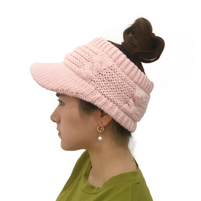

Tailored Women Twist Peaked Cap Knit Wool Hat Hollow Out Solid Caps