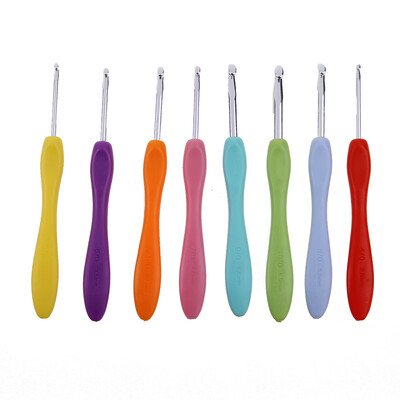 

Soft Handle 8pcs Colorful Aluminium Crochet Hooks Knitting Needls Set
