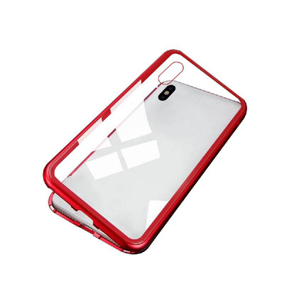 

Magneto Magnetic Adsorption Case Clear Tempered Glass Red Clear i-phone XR