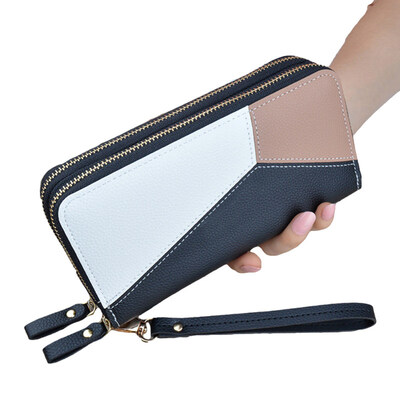 

Women Faux Leather Dual Zipper Purse Wallet Card Phone Pocket Holder Wristlet