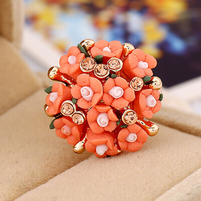

Fashion Beautiful Ceramic Flower Ring For Women Adjustable Wedding Rings Jewelry 8 Colors Summer Style Rings