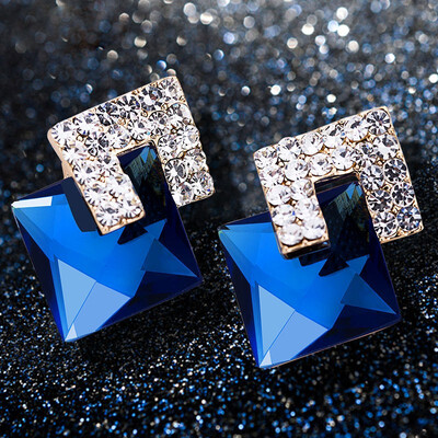 

Fashion earrings 925 silver earrings wild temperament diamond shaped crystal earrings
