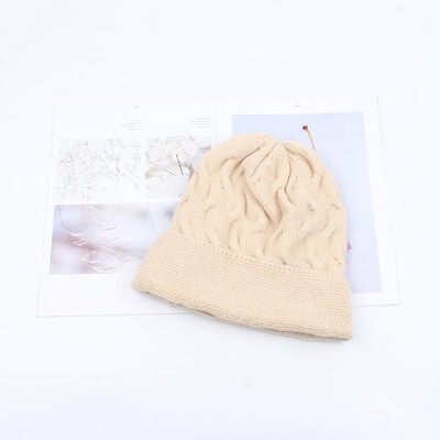 

Women Thick Twist Thread Knitted Bonnet Beanies Hat Candy Color Ribbed Autumn Winter Baggy Crochet Cap Warm Skullies Headwear