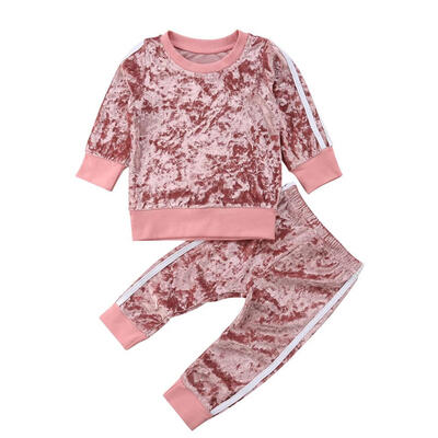 

2pcsSet Autumn Cute Kids Girls Corduroy O-Neck T-shirt Pants Tracksuit
