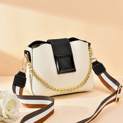 

Bag womens summer fashion chain messenger bag square buckle foreign style shoulder bucket bag simple Joker