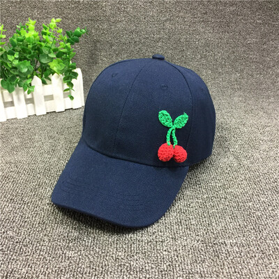 

Hat female summer cap Korean version of cherry baseball cap mens tide summer travel sun Joker Sun Hat