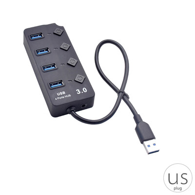 

USB 30 Hub Splitter 4 Port High Speed Individual Onoff Switch AC Power Adapter for Laptop PC