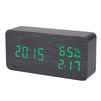 

LED Wooden Alarm Clock Voice Control Digital Electronic Desktop Clock Decor