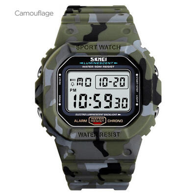 

SKMEI Mens Digital Sports Watch Waterproof Tactical Wristwatch With LED Backlight
