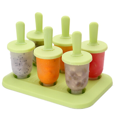 

6 Ice Pop Food Grade PP Maker Mold Popsicle Dessert Ice Cream Frozen Pops Cake Treats