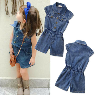 

Toddler Kid Baby Girls Denim Romper Sleeveless Bodysuit Jumpsuit Sunsuit Outfits